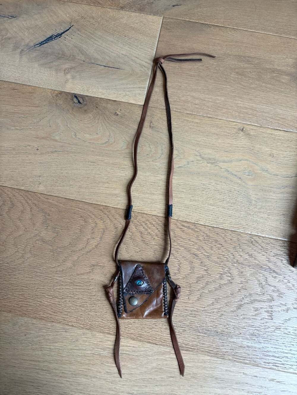Tandy Leather Handmade Medicine Bag Neck Pouch with Blue Eye festival, western,